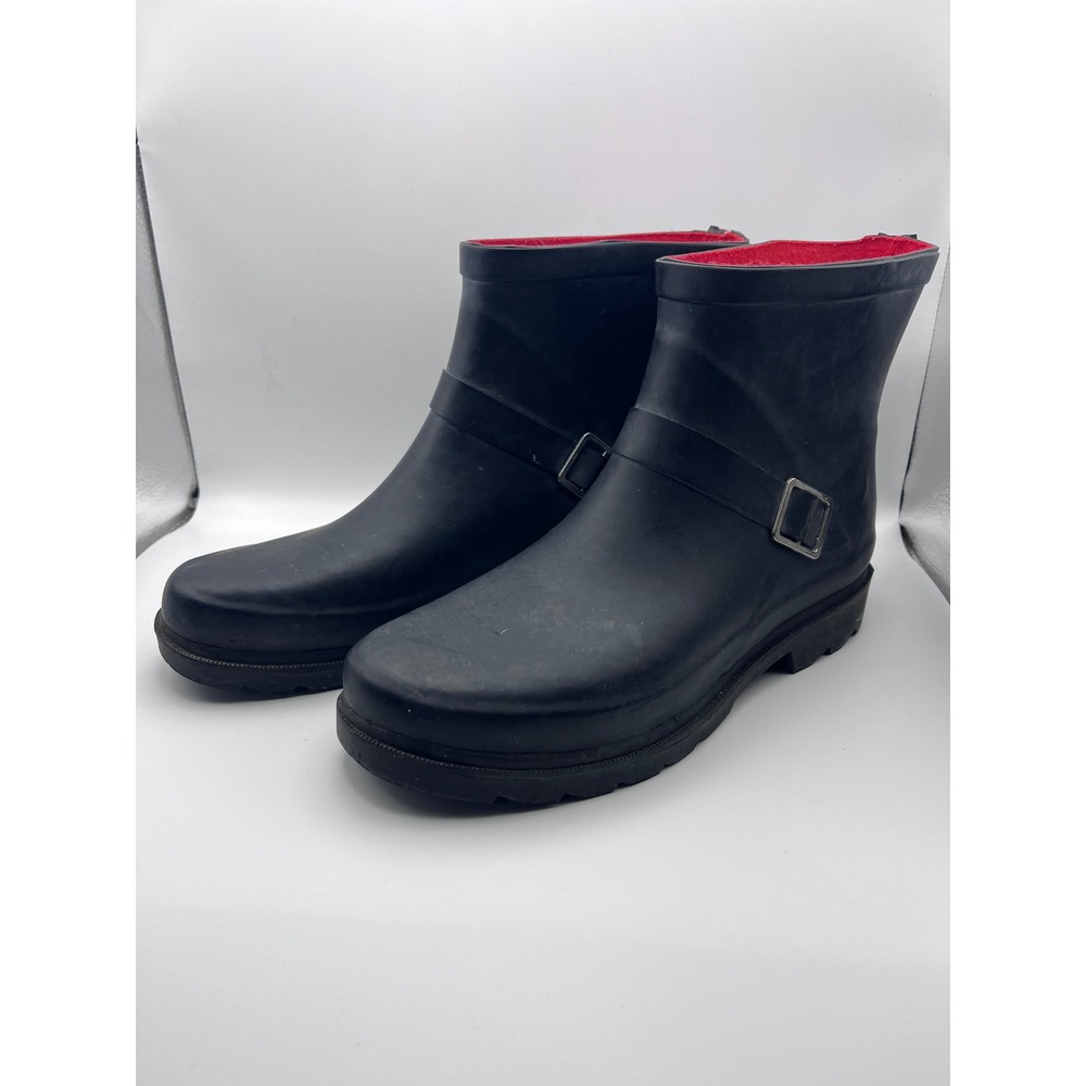 Capelli New York Black Rain Boots Ankle Boots With Buckle Detail Size 7